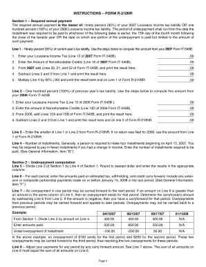 Louisiana Underpayment Penalty Form R-210NR