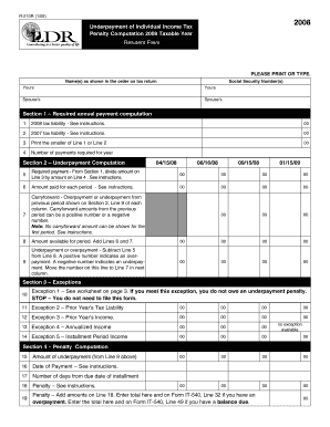 R-210R (1/09) Underpayment of Individual Income Tax Penalty Computation 2008 Taxable Year Resident Filers 2008 PLEASE PRINT OR TYPE - revenue louisiana