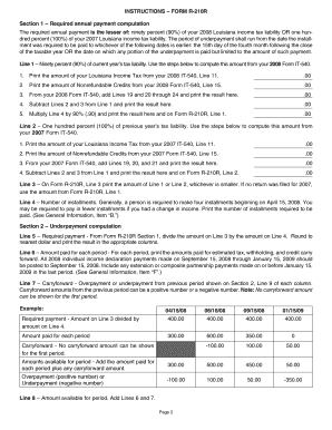 Louisiana Underpayment Penalty Form R-210R