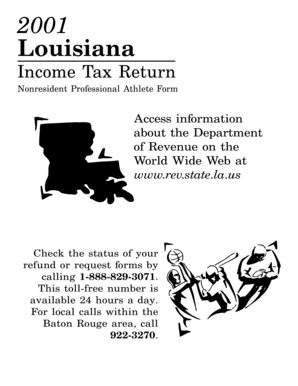 2001 Louisiana Nonresident Professional Athlete Income Tax Return