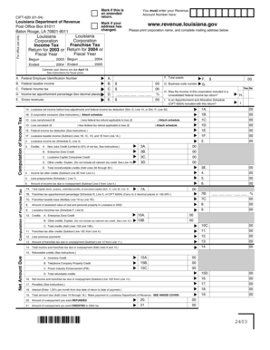 Louisiana Corporation Income Tax Franchise Tax Return