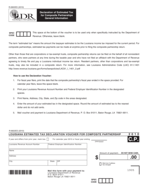 Louisiana Estimated Tax Declaration Voucher
