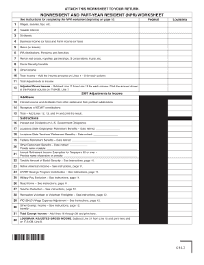 Louisiana Nonresident and Part-Year Resident Worksheet