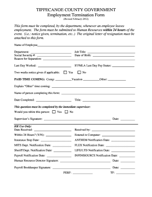 Termination letter - writable employment termination form