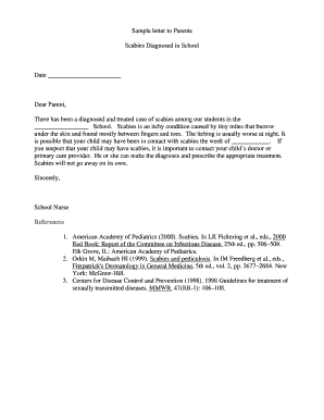 Scabies Notification Letter to Parents