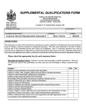 Supplemental Qualifications Form