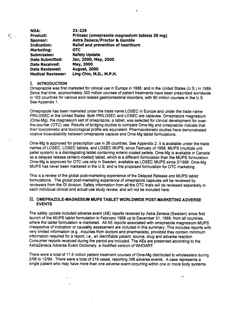 21-229 Jan, 2000 , May, 2000 - fda Preview on Page 1