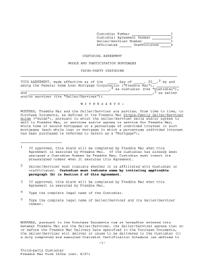 Freddie Mac Custodial Agreement