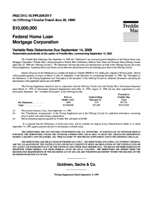 PRICING SUPPLEMENT (to Offering Circular Dated June 25, 1999) $10,000,000 Federal Home Loan Mortgage