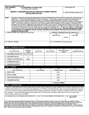 Upland Cotton Payment Application Form