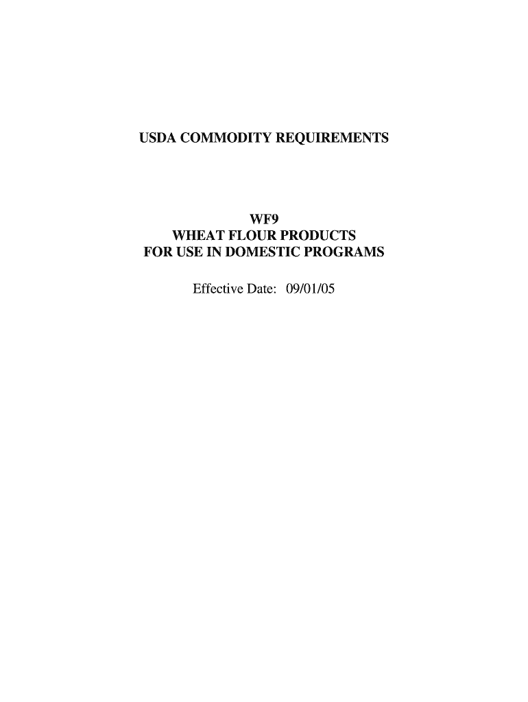 WF9 Wheat Flour Products Commodity Requirements Preview on Page 1