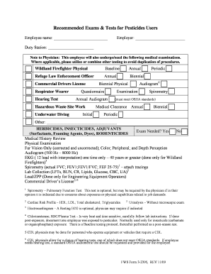 Pesticides Users Medical Exam Form