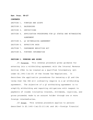 IRS Qualified Intermediary Withholding Agreement