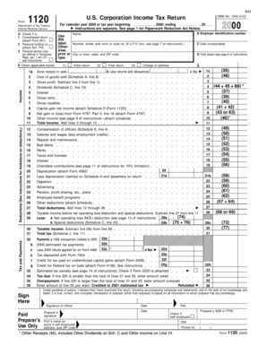 US Corporation Income Tax Return Form 1120
