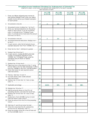 Annualized Income Installment Worksheet