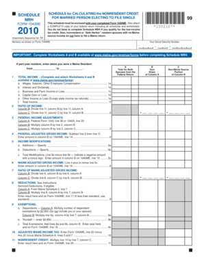 Maine Nonresident Credit Schedule NRH