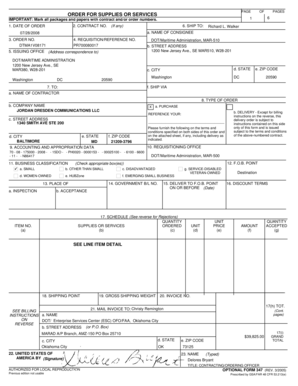 US Federal Order for Supplies or Services