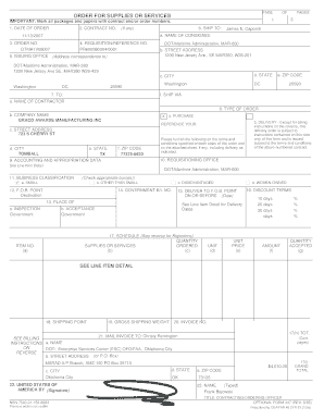 US Federal Purchase Order Form