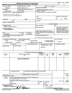 US Federal Purchase Order Form