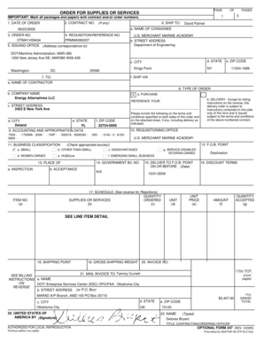US Federal Purchase Order Form