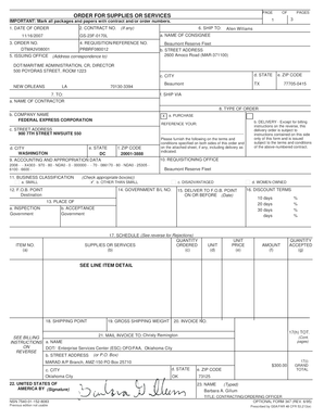 US Federal Order for Supplies or Services