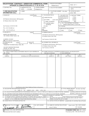 US Federal Solicitation Contract Form