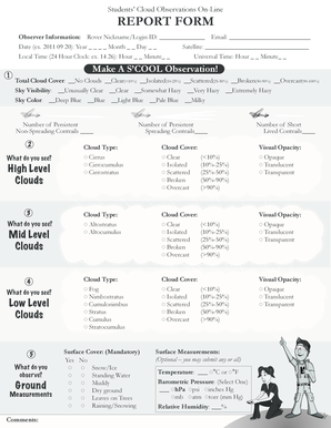 Students’ Cloud Observations Form