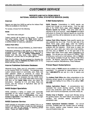 USDA NASS Indiana Field Office Subscription Form