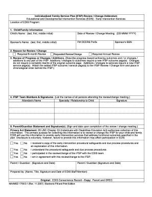 IFSP Review Change Addendum