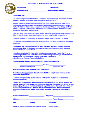 Newborn Screening Refusal Form