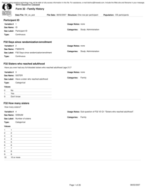 Form 32 - Family History WHI Baseline Dataset Participant ID F32 ... - biolincc nhlbi nih