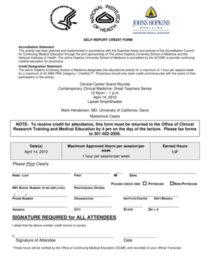 Self-Report Credit Form