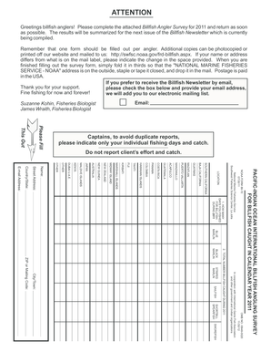 Billfish Angler Survey 2011