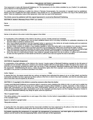 Blackwell Publishing Copyright Assignment Form