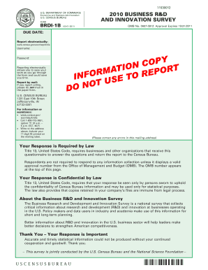 US Business R&D and Innovation Survey Form BRDI-1B