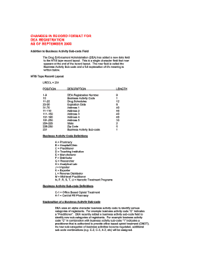 CHANGES IN RECORD FORMAT FOR DEA REGISTRATION AS OF ... - ntis