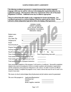 Maryland Enrollment Agreement