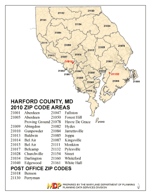 Fillable Online Planning Maryland Harford County Md 2010 Zip Code