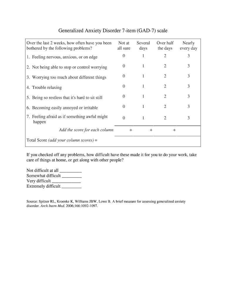 Gad 7 Printable