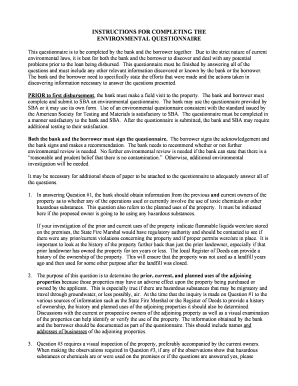Environmental Questionnaire for Loan Disbursement
