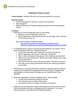 Ekphrastic Poetry Lesson Plan