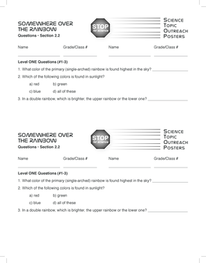 Rainbow Science Outreach Quiz