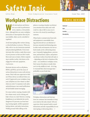 Workplace Distractions Safety Topic