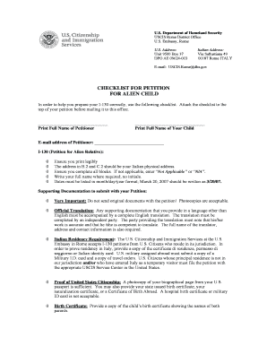 USCIS I-130 Petition Checklist