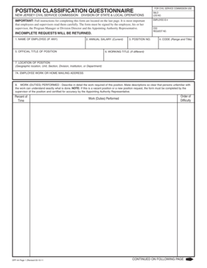 New Jersey Position Classification Questionnaire