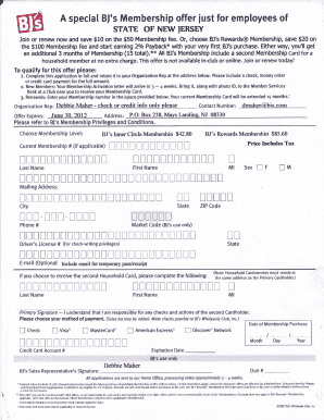 BJ's Membership Application