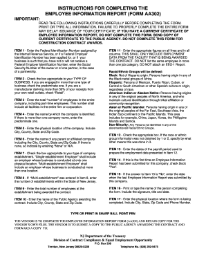 Employee Information Report Form AA302