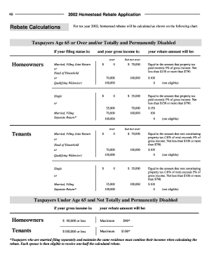 2002 Homestead Rebate Application
