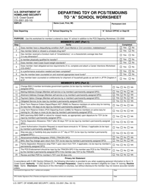 USCG A School Departing Worksheet