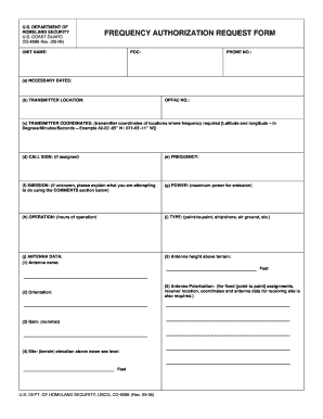 USCG Frequency Authorization Request Form